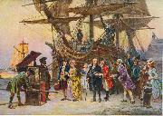 Jean Leon Gerome Ferris Franklin's Return to Philadelphia, 1785 oil painting artist